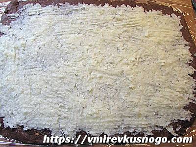 Два слоя печенья Баунти десерт без выпечки